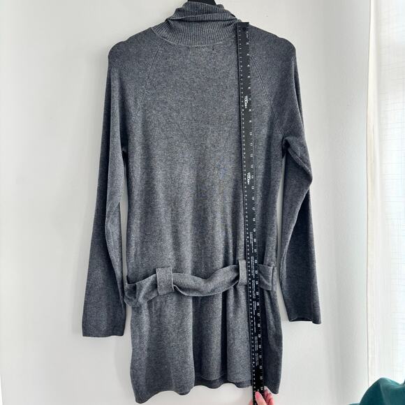 INC International Concepts Drop Waist Turtleneck Belted Sweater Size L Gray - Picture 5 of 6
